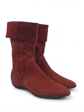John Fluevog Power‎ Up Red Suede Leather Women's Boots Size 8.5